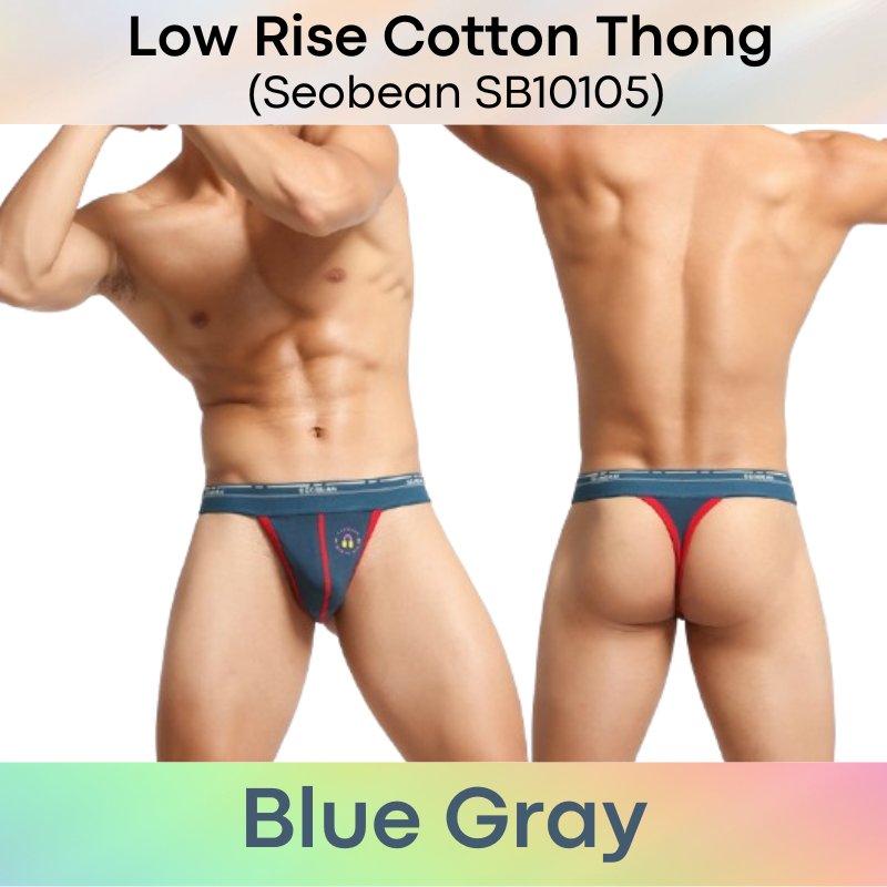 Men's Thong: Cotton Low Rise T Back Thong Underwear (SB10105)