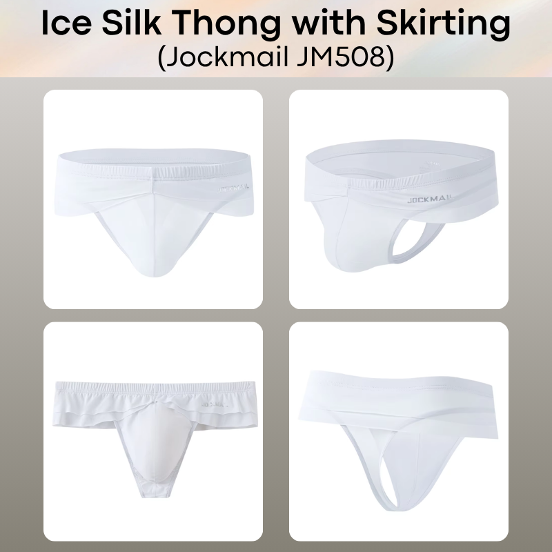 Men's Thong: Polyester Ice Silk Thong with Skirting Underwear (JM508)