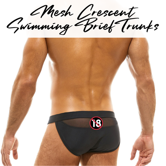 Men's Swimwear: Polyester Swimming Brief Trunks with Crescent Mesh Rear (JB10061)