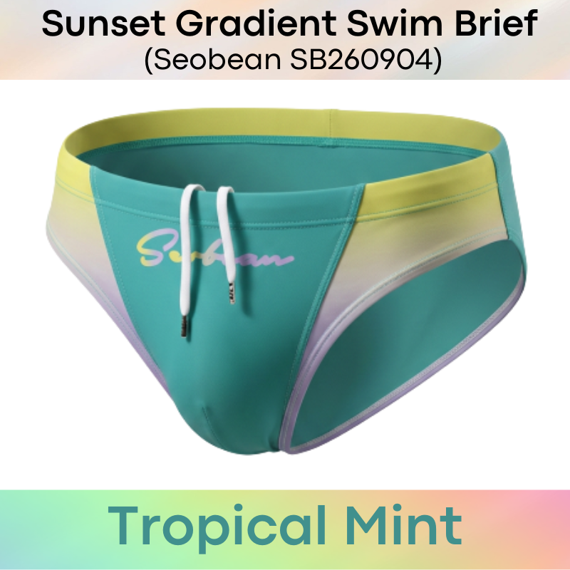 Lifestyle: Men's Sunset Gradient Printed Swimming Brief Trunks (SB260904)