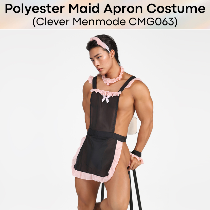 Men's Lifestyle: Unisex Polyester Mesh Maid Apron with Thong Costume Set for Roleplay (CMG063)