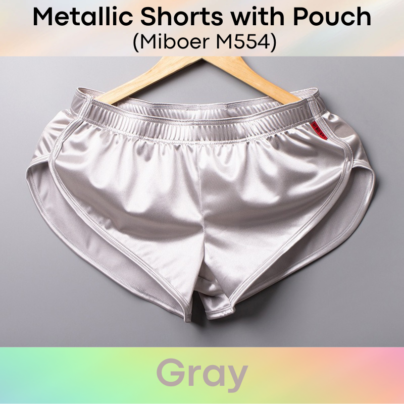 Men's Shorts : Polyester Metallic Smooth Shorts with Inner Front Pouch Lining (Miboer M554)