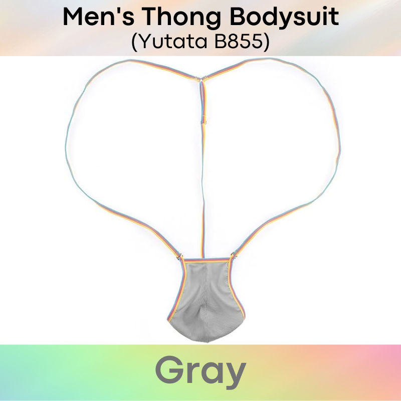 Men's Bodysuit : Thong with Rainbow Band Bodysuit (Yutata B855)