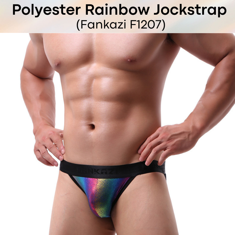 Men's Jockstrap: Polyester Rainbow Jockstrap Underwear (F1207)