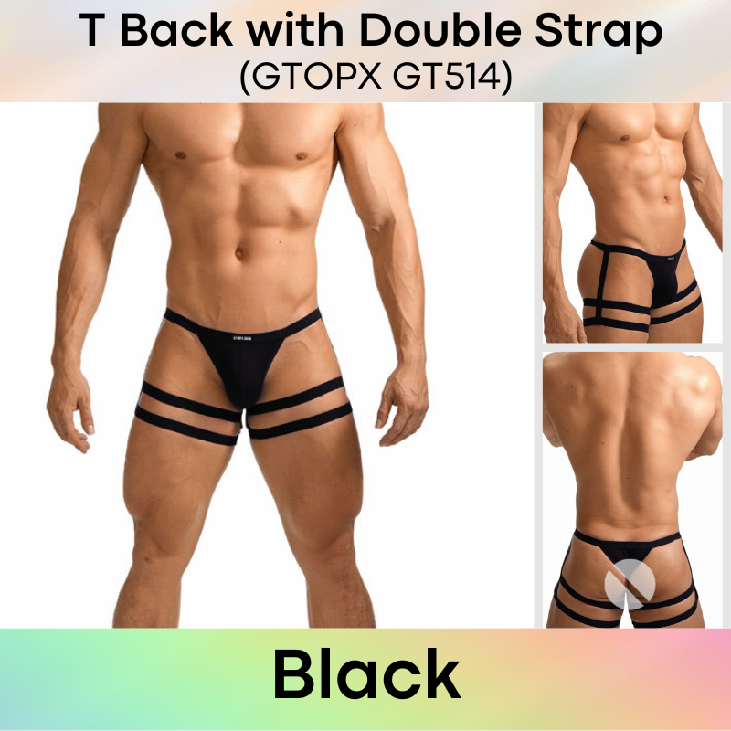 Men's Thong: Regenerated Fibre T Back with Double Thigh Strap Underwear (GT514)