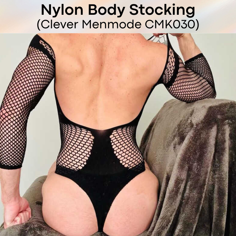 Men's Stocking: Nylon Net-Semi Mesh Body Brief Stocking with Covered Arms (CMK030)