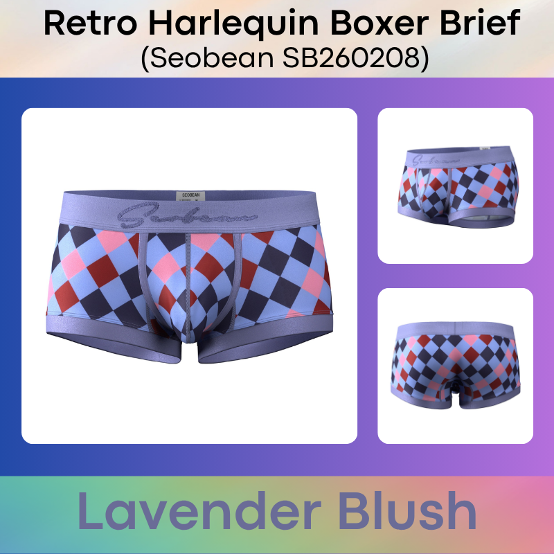Men's Boxer: Retro Harlequin Print Boxer Brief Underwear (SB260208)
