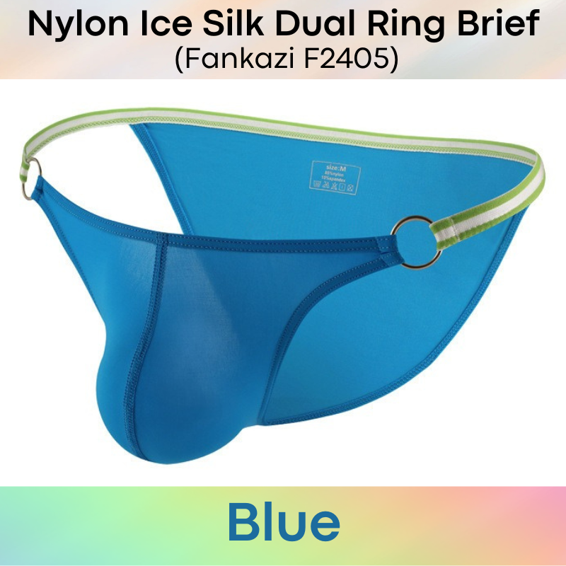 Men's Brief : 2 Ring Accessory Ice Silk Underwear (Fankazi F2405)