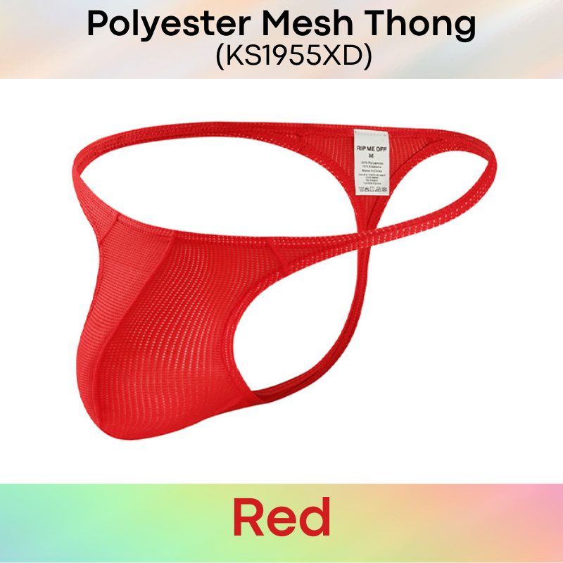 Men's Thong: Polyester Mesh Thong Underwear (KS1955XD)