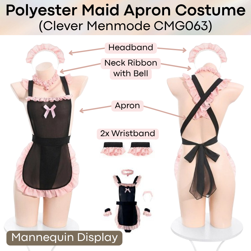 Men's Lifestyle: Unisex Polyester Mesh Maid Apron with Thong Costume Set for Roleplay (CMG063)