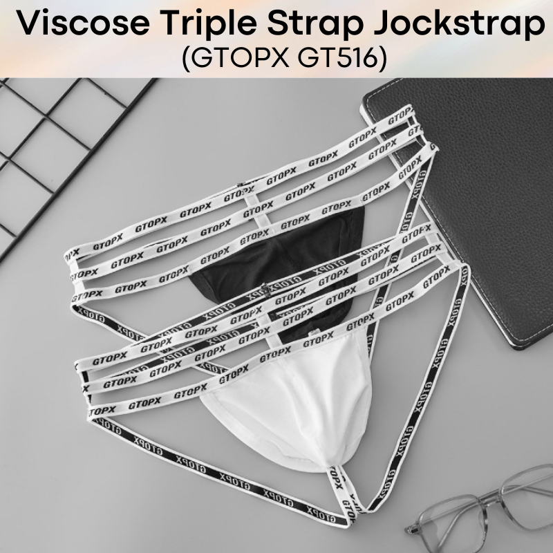 Men's Jockstrap: Viscose Jockstrap with Triple Strap Underwear (GT516)
