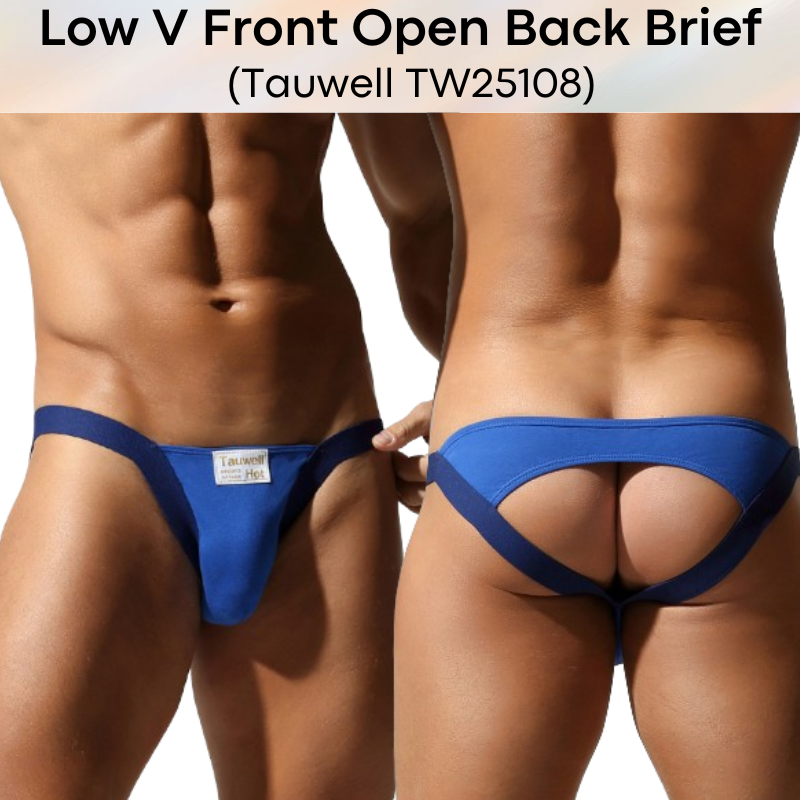Men's Brief: Cotton Open Back Brief with Low V Front Underwear (TW25108)