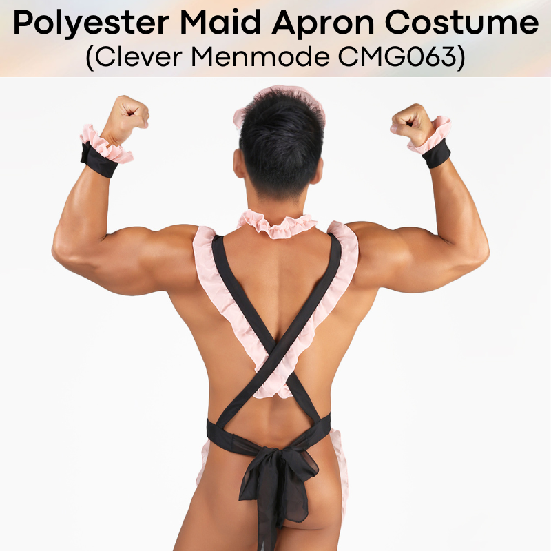 Men's Lifestyle: Unisex Polyester Mesh Maid Apron with Thong Costume Set for Roleplay (CMG063)