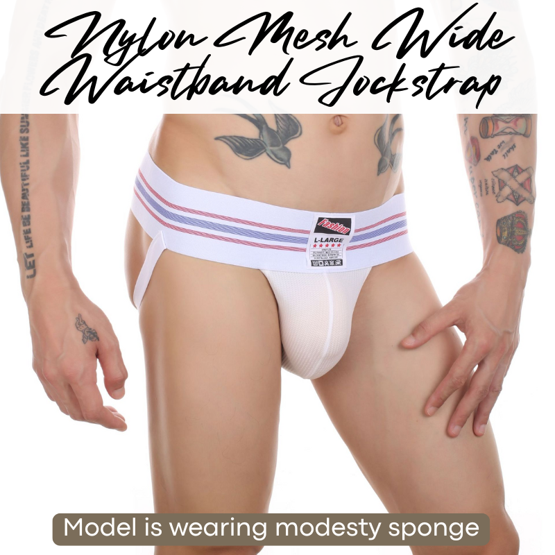 Men's Jockstrap: Nylon Mesh Jockstrap with 7.5cm Wide Waistband (CMF098)