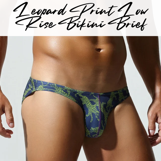 Men's Brief: Leopard Print Low Rise Bikini Brief (SB260103)