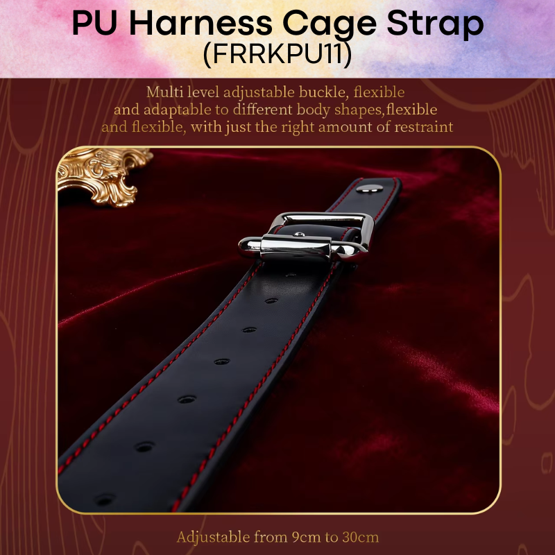 Adult Toy: PU Leather Harness Body Strap for Penis Ring or Chastity Cage Ring (FRRKPU11)