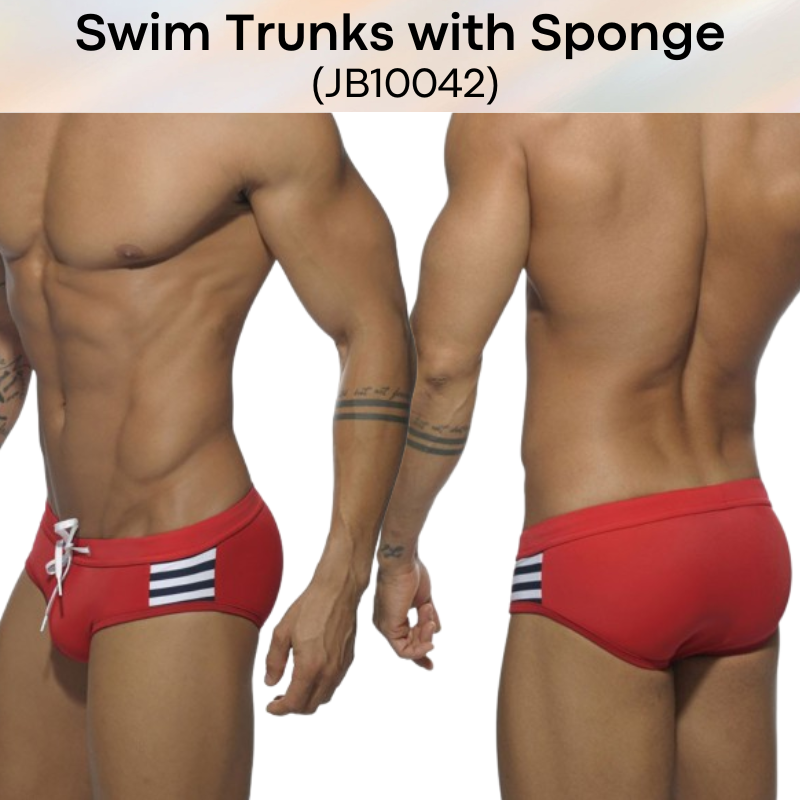 Men's Swimwear: Polyester Boxer Brief Swimming Trunks with Removable Sponge (JB10042)