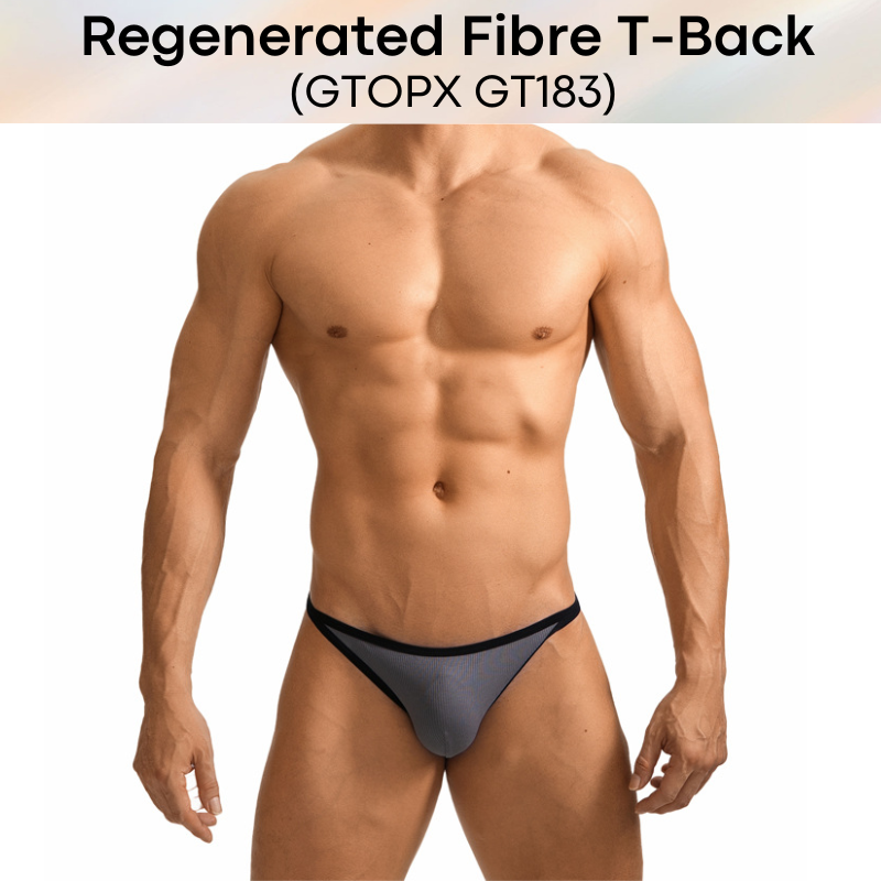 Men's Thong: Regenerated Fibre Line Textured Low Waist T Back (GT183)
