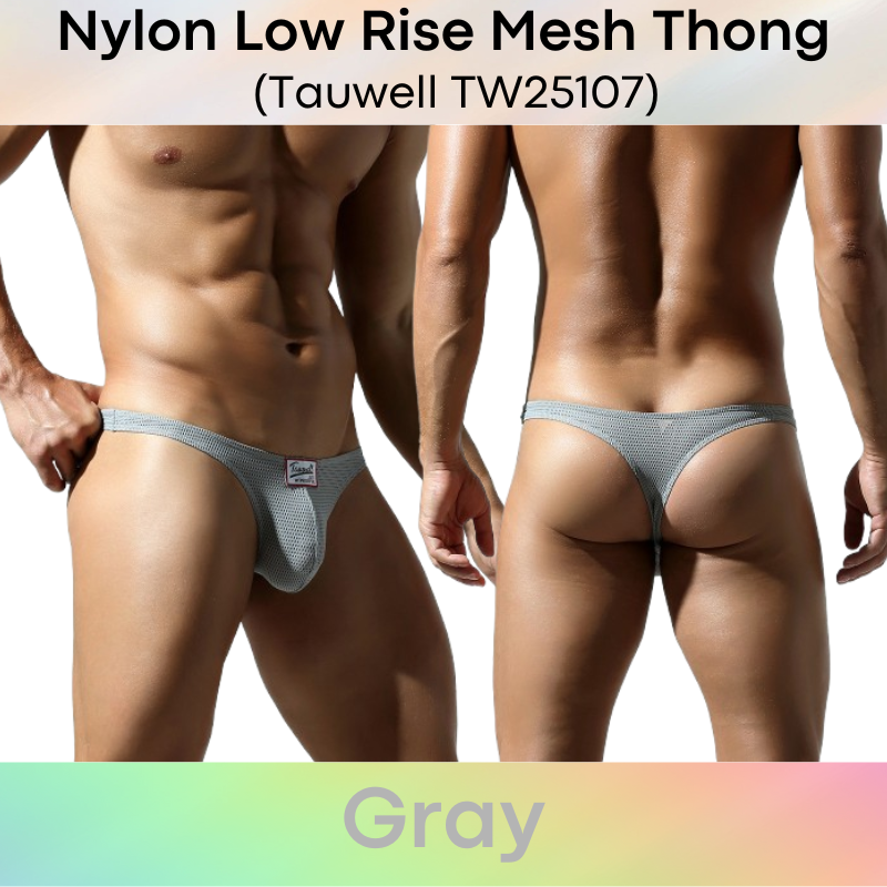 Men's Thong: Nylon Mesh Perforated Thong Underwear (TW25107)