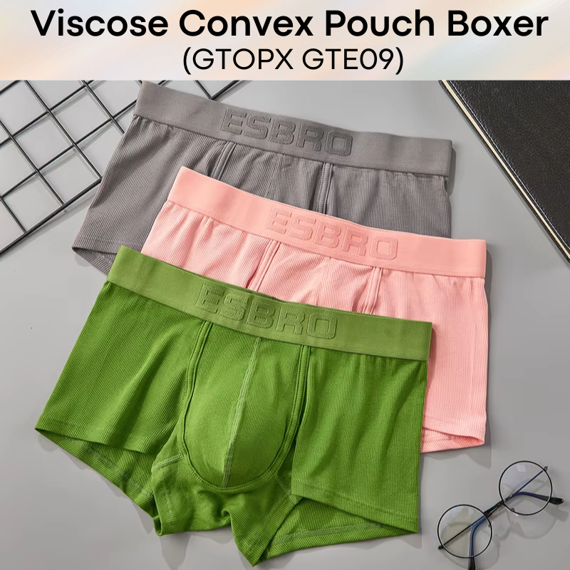 Men's Boxer:  Modal Fabric Thread Separation U Convex Pouch Boxer Brief Underwear (GTE09)