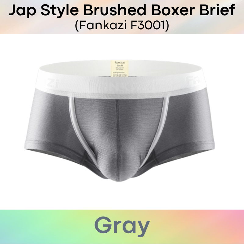 Men's Boxer: Polyester Jap Style Metallic Brushed Boxer Brief Underwear (F3001)