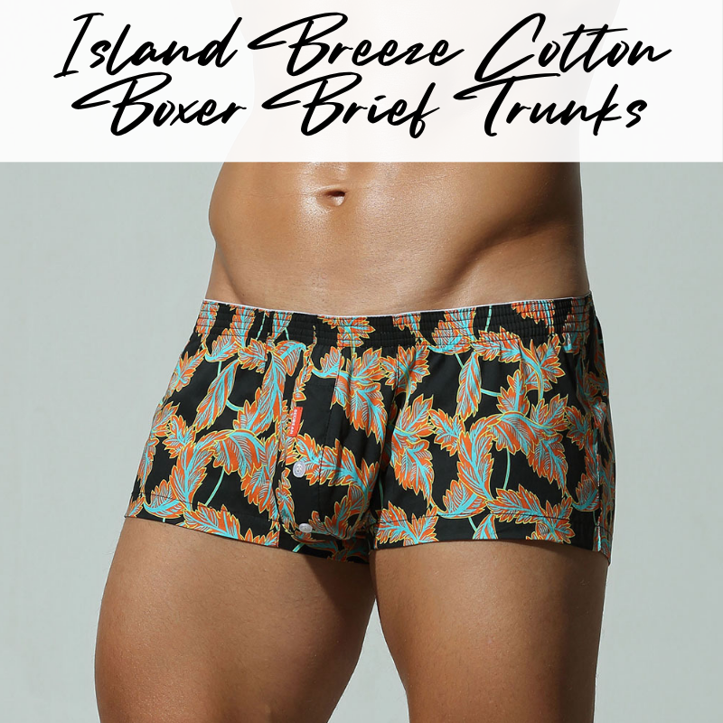 Men's Boxer: Cotton Island Breeze Print Boxer Brief Trunks Shorts-Underwear (SB260503)