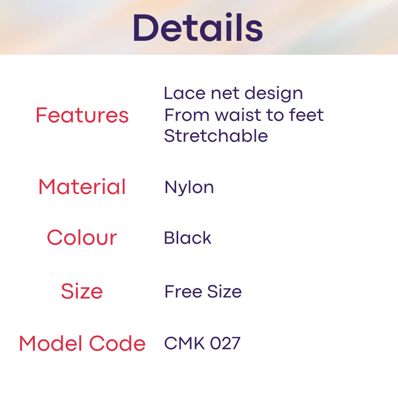 Men's Stocking: Nylon Fishnet Waist to Feet Body Stocking (CMK027)