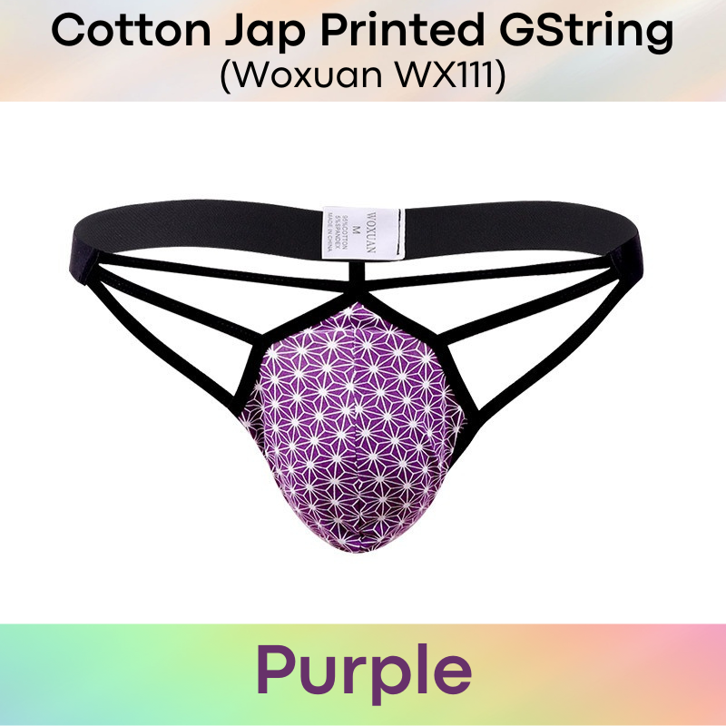 Men's GString : Cotton Jap Style Printed Design GString Underwear (Woxuan WX111)