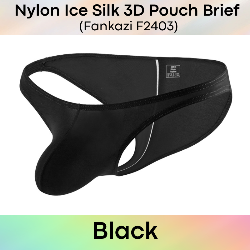 Men's Brief: Nylon Ice Silk Brief with 3D Pouch and Rear Mid Insewn (F2403)