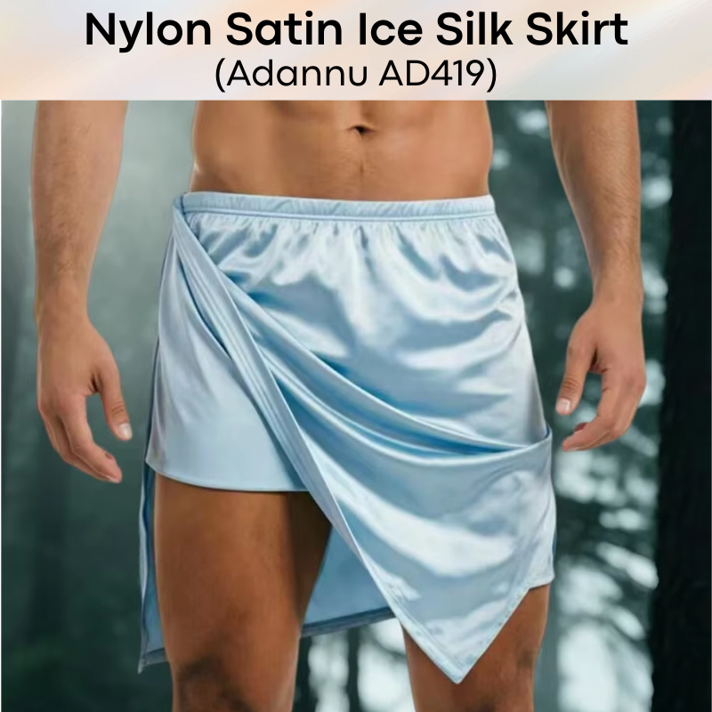 Men's Loungewear: Nylon Satin Ice Silk Home Man Skirt (AD419)