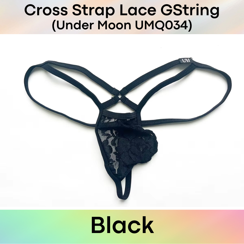 Men's GString: Nylon Sheer Lace 3D Convex Pouch Low Waist GString Underwear (UMQ034)