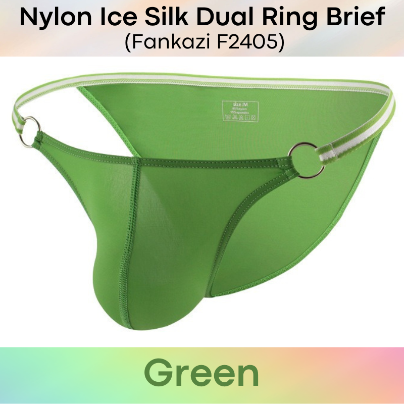 Men's Brief : 2 Ring Accessory Ice Silk Underwear (Fankazi F2405)