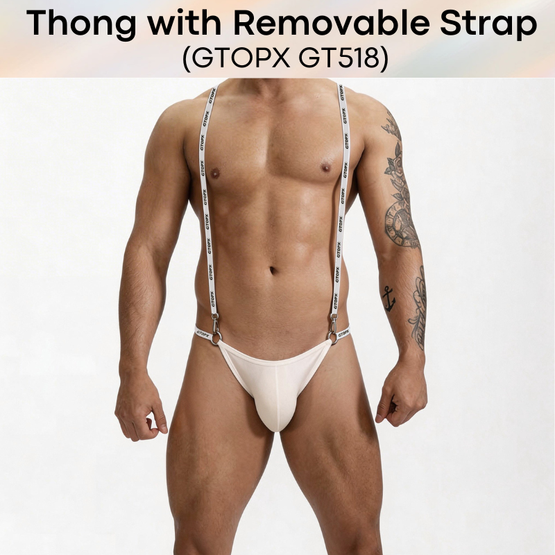 Men's Thong: Viscose Fibre Thong and Removable Suspender Set (GT518/GT519)