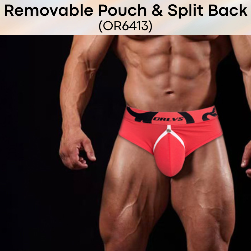 Men's Brief: Modal Fabric Brief with Removable Pouch and Slit Open Back Underwear (OR6413)