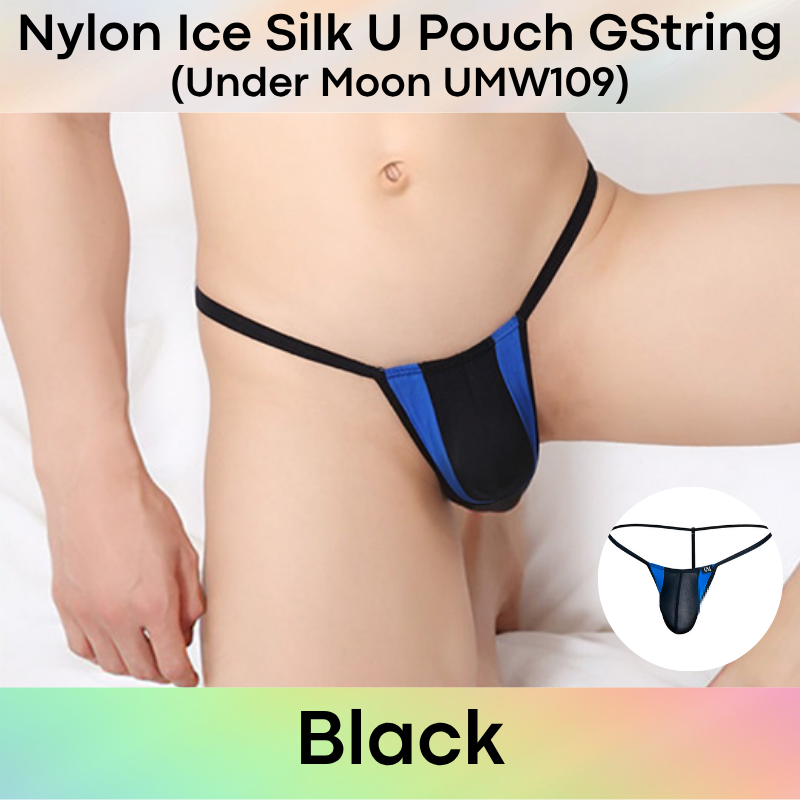 Men's GString: Nylon Ice Silk Translucent U Pouch Thong Underwear (UMW109)