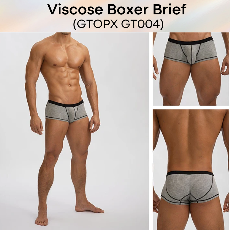 Men's Boxer: Viscose Low Rise Boxer Brief with Contour Lines (GT004)