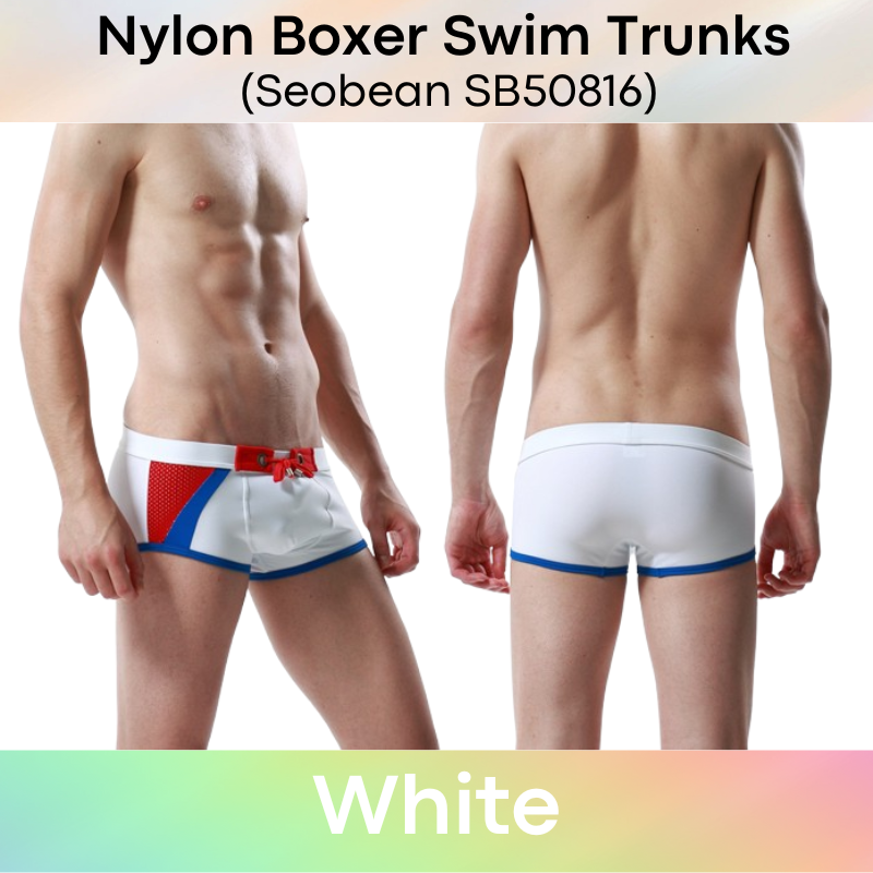 Men's Swimwear: Nylon Swim Boxer Trunks with Drawstring (SB50816)