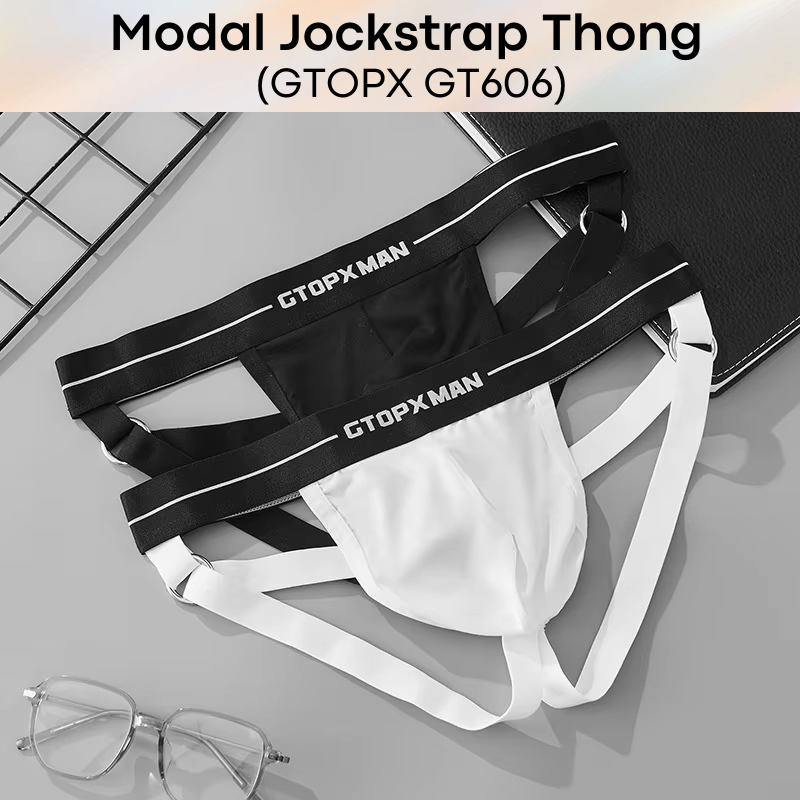 Men's Thong: Modal Contour Pouch with Jockstrap-Thong Design (GT606)