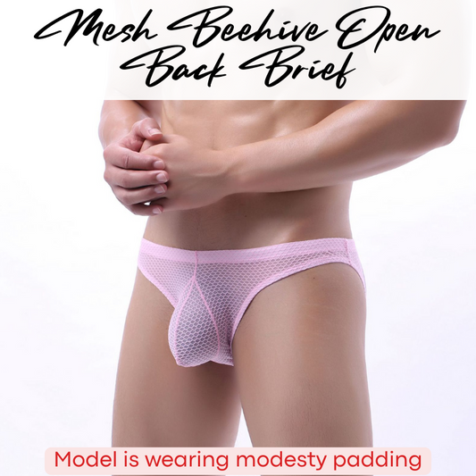 Men's Brief: Polyester Mesh Beehive Open Back Brief (CMF409)