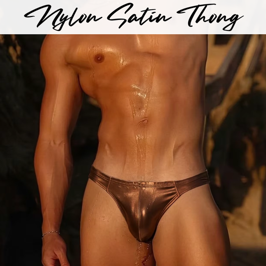 Men's Thong: Nylon Satin Ice Silk Thong Underwear (AD415)