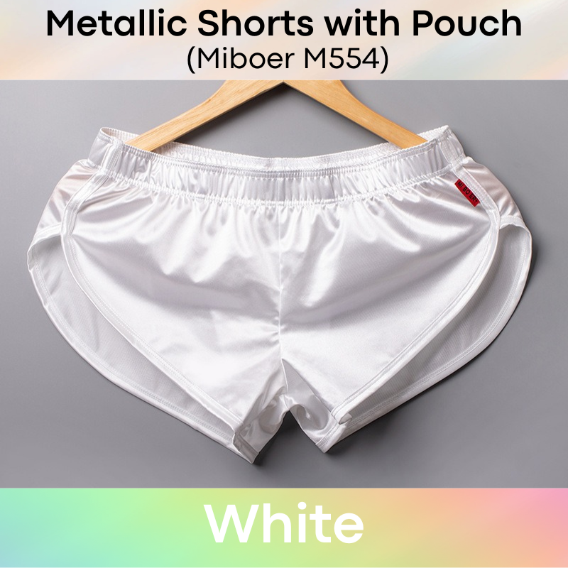 Men's Shorts : Polyester Metallic Smooth Shorts with Inner Front Pouch Lining (Miboer M554)