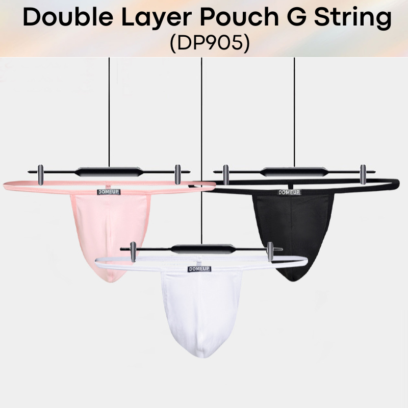 Mens GString: Polyester Double Layer Large Front Pouch GString Underwear (DP905)