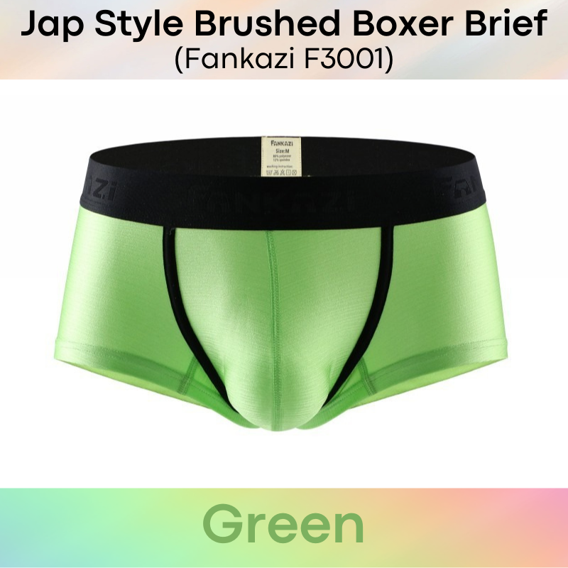Men's Boxer: Polyester Jap Style Metallic Brushed Boxer Brief Underwear (F3001)