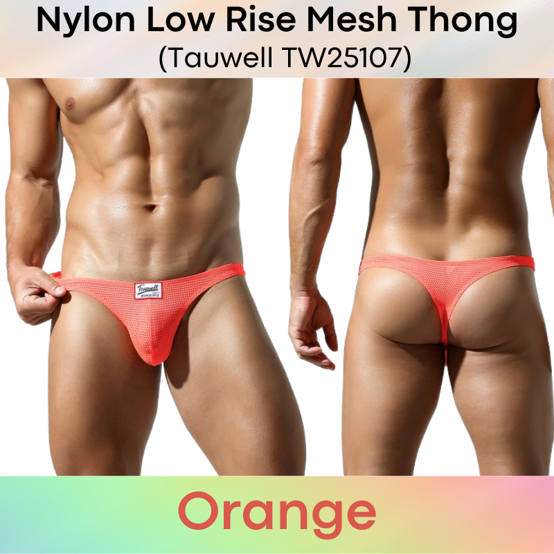 Men's Thong: Nylon Mesh Perforated Thong Underwear (TW25107)