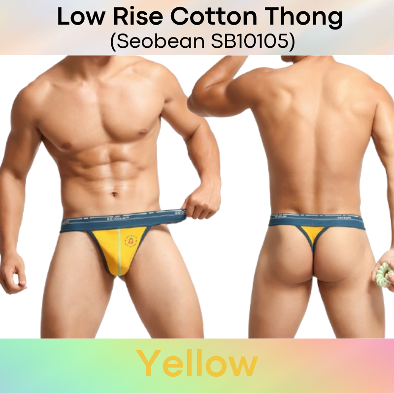 Men's Thong: Cotton Low Rise T Back Thong Underwear (SB10105)