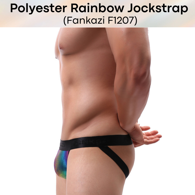 Men's Jockstrap: Polyester Rainbow Jockstrap Underwear (F1207)