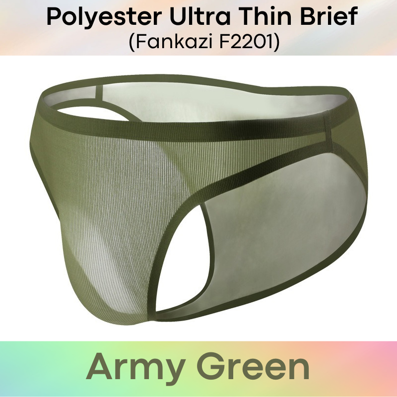 Men's Brief: Polyester Ice Silk Ultra Thin No Line Brief Underwear Underwear (F2201)
