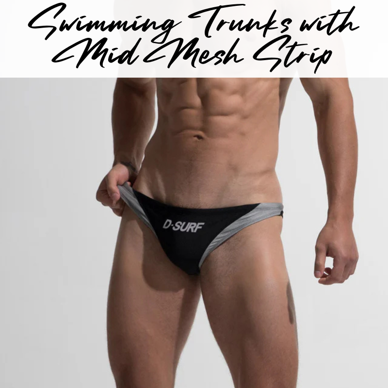 Men's Swimwear: Nylon Dual Colour Wave Design with Double Layer Swim Trunks with Drawstring (S324)