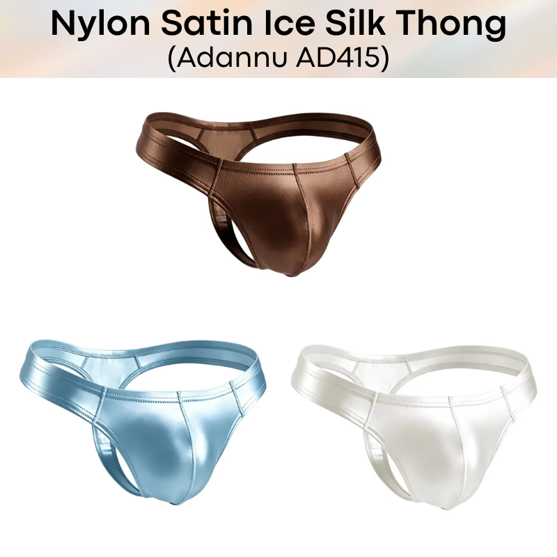 Men's Thong: Nylon Satin Ice Silk Thong Underwear (AD415)