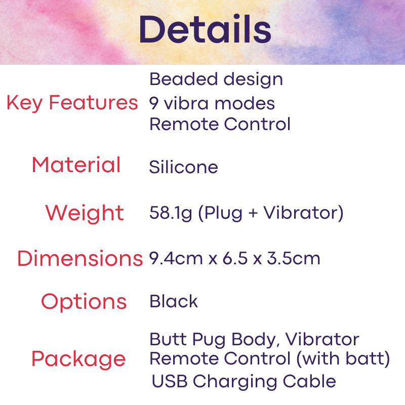 Adult Toy: Beaded Silicone Butt Plug Vibrator with Remote Control Unit (SHD-S117)